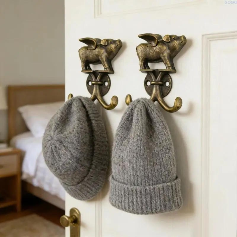 23GA Creative Pig Shaped Wall Hook for Organizing Clothes Keys Home Decoration - view 2