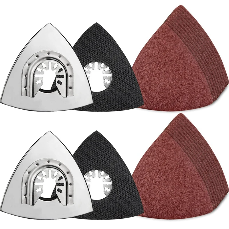 Oscillating Tool Sanding Pad, 4-Pack 3-1/8 In Triangular Replacement Hook & Loop Stainless Steel Backplane Sanding Pad
