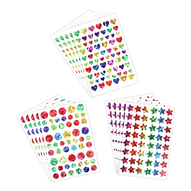 20 pçs estrelas ponto corações adesivos para crianças recompensa brilhante holográfico glitter folha adesivos comportamento recompensa gráfico diy decoração