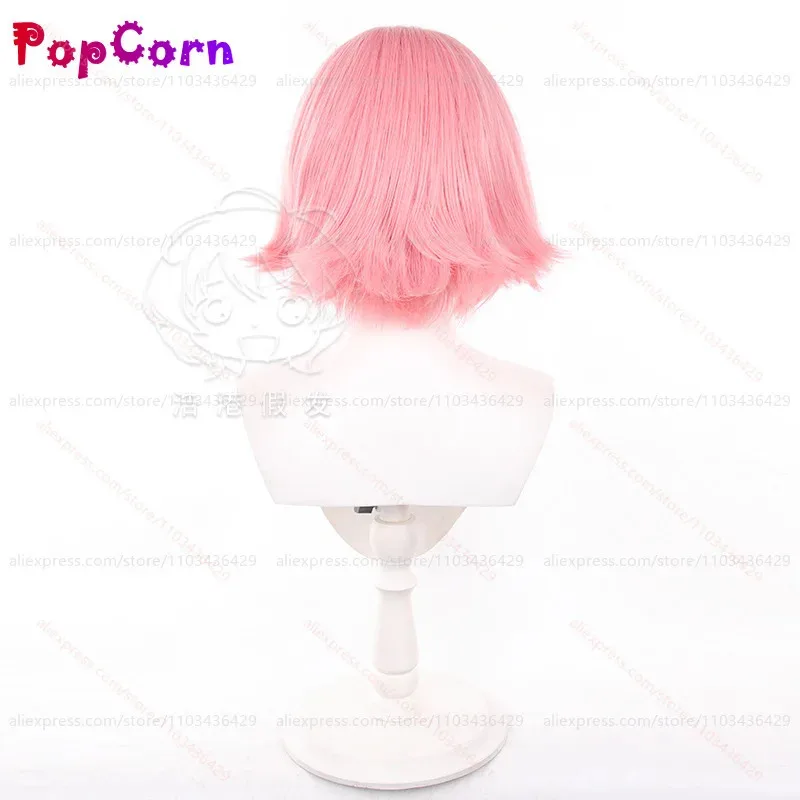 Peluca de Cosplay Haruno Sakura Unisex, peluca corta esponjosa de color rosa claro de 35cm, pelucas de Cosplay de Anime, pelucas sintéticas resistentes al calor