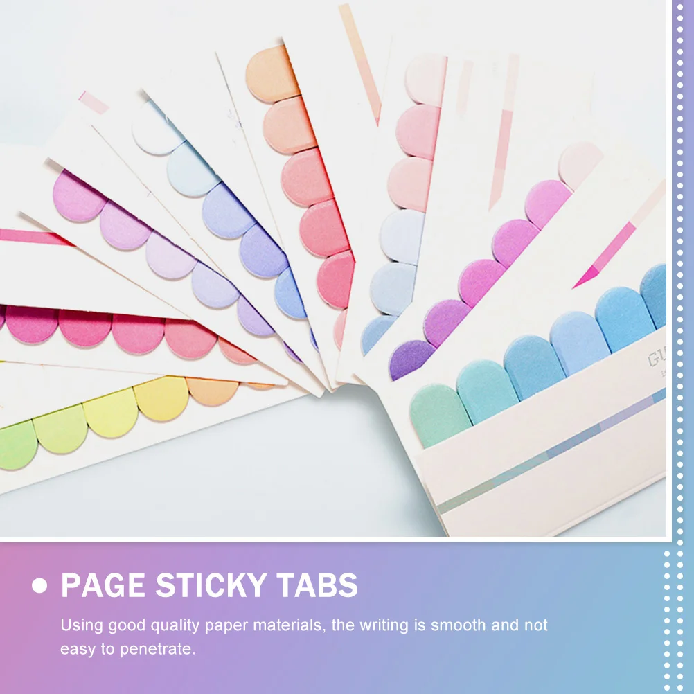 10Pcs Fluorescent Marker Sticker Page Mats Paper Sticky Tabs for Student Office School Use Colorful Writable Page Labels