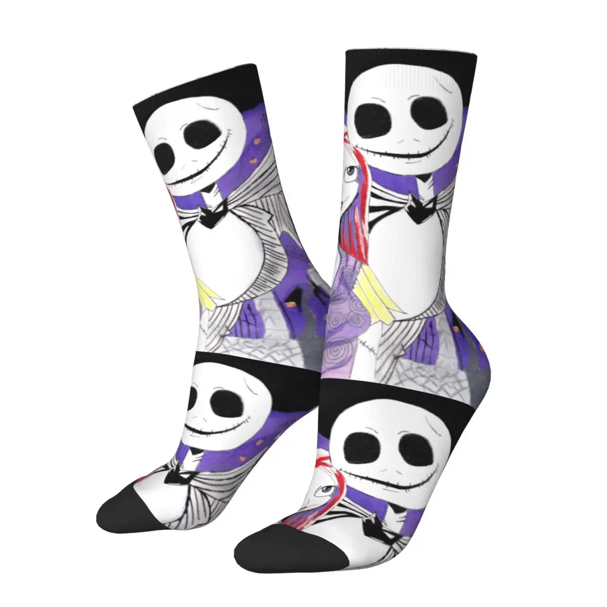 Calcetines Jack y Sally para mujer, pesadilla antes de Navidad, Jack Skellington, Halloween, rey calabaza, ropa informal estilo Hip Hop, calcetines de tripulación