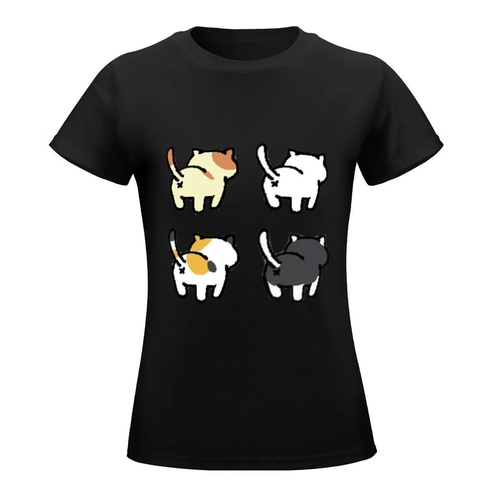 Neko Atsume - Butts T-Shirt summer top Short sleeve tee funny summer clothes Womens clothing