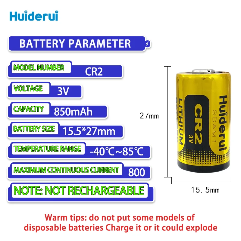 Huiderui CR2 3V battery Polaroid camera night vision Distance measuring equipment Telescopic sight gas detector pet trainer