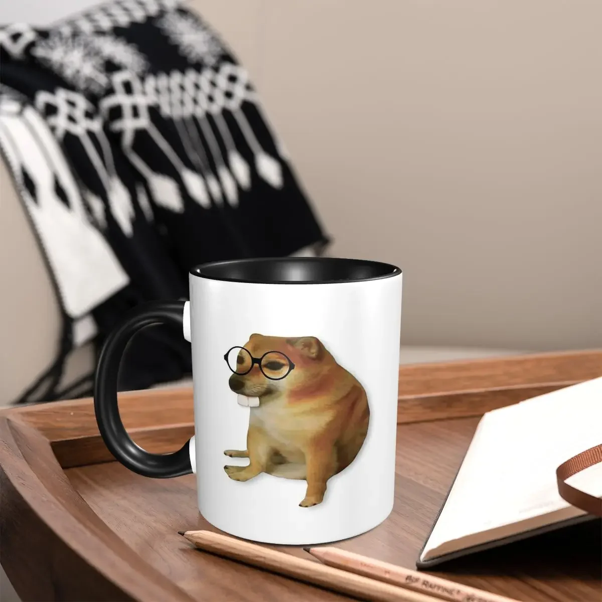 Taza Divertida con Meme de Cheems Barbell Bonk, Taza de Cerámica con Diseño de Shiba Inu, Tazas de Café, Té, Leche, Regalos para Hombre y Mujer