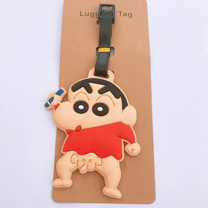 Crayon Shin-chan Luggage Tags Travel Fashion Cute Baggage Name Tags Suitcase Address Label Holder for Bags Portable Card Cover