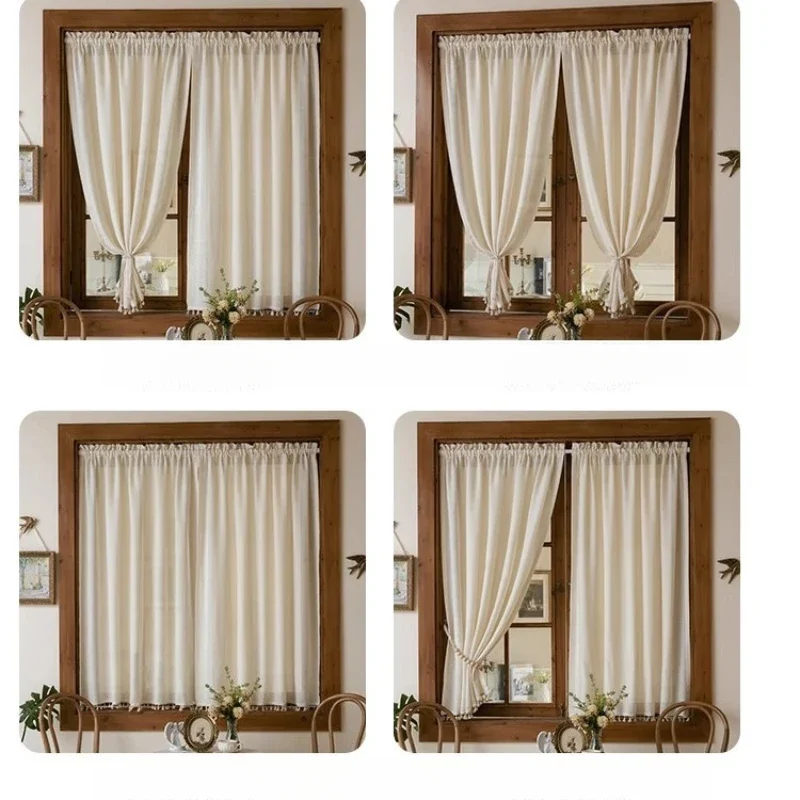 Japanese Gauze Curtain Light Opaque  Bay Window Cotton Linen Rental Room Kitchen Block Small Window White Window Curtains커튼