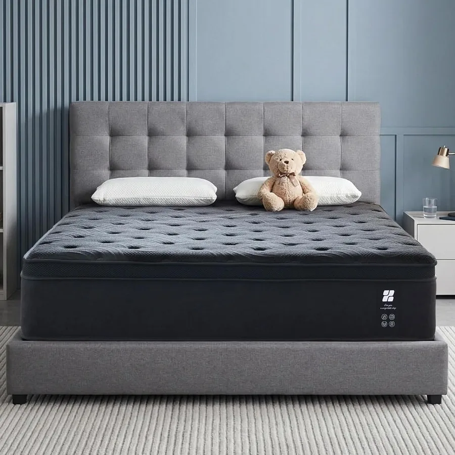 Full Size Mattress for Bedroom Use, Memory Foam Hybrid with Pocketed Coils, Medium Firm Feel, Pressure Relief Motion Isolation,