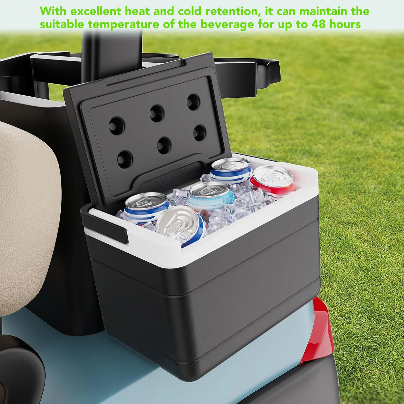 Golf Cart Ice Cooler with Mounting Bracket Kit 6L Capacity Portable Universal Fit Replacement for E‑Z‑GO Golf Cart