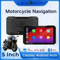 Navegador GPS portátil para motocicleta de 5 pulgadas, pantalla táctil inalámbrica Carplay Android Auto, reproductor Multimedia resistente al agua IP67