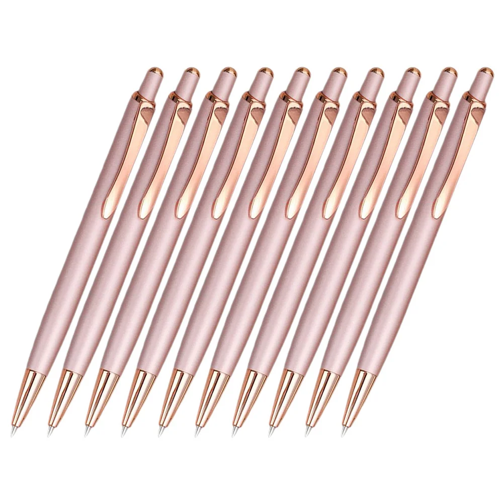 Rose Gold Ballpoint Pen Aluminum Rod Push Classic Metal Jumping 10pcs Ergonomic Pens