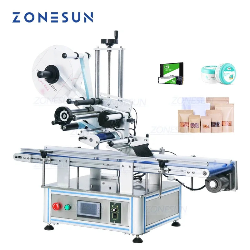 ZONESUN Automatic ZS-TB150PB Flat Surface Card Paper Pouch Labeling Machine Box Book Cover Label Sticker