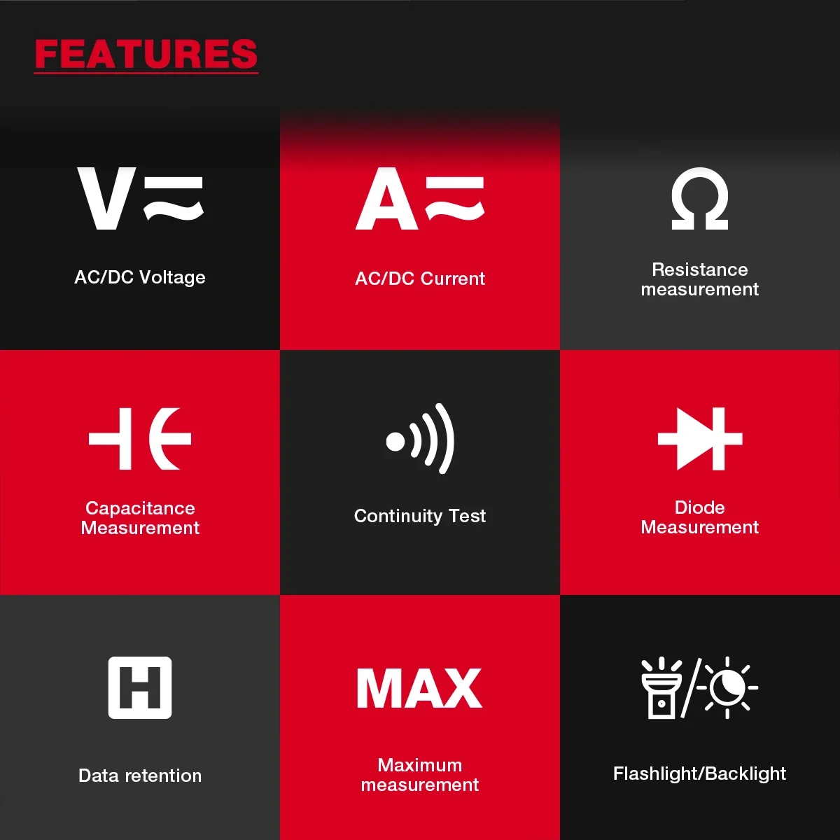 HABOTEST HT113 Multimetro digitale True-RMS AC/DC Voltmetro Amperometro DMM Resistenza Ohm Capacità Hz Tester di temperatura