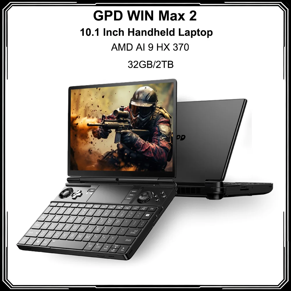 جديد GPD WIN Max 2 AMD AI 9 HX 370 32GB DDR5 2TB SSD 10.1 بوصة كمبيوتر محمول محمول للألعاب كمبيوتر محمول مكتبي للأعمال