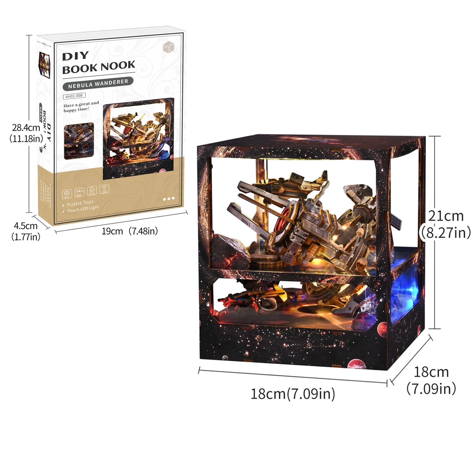 STEMEDU Nebula Wanderer Bookend DIY House 3D Wooden Puzzle Miniature Scene Model Kit