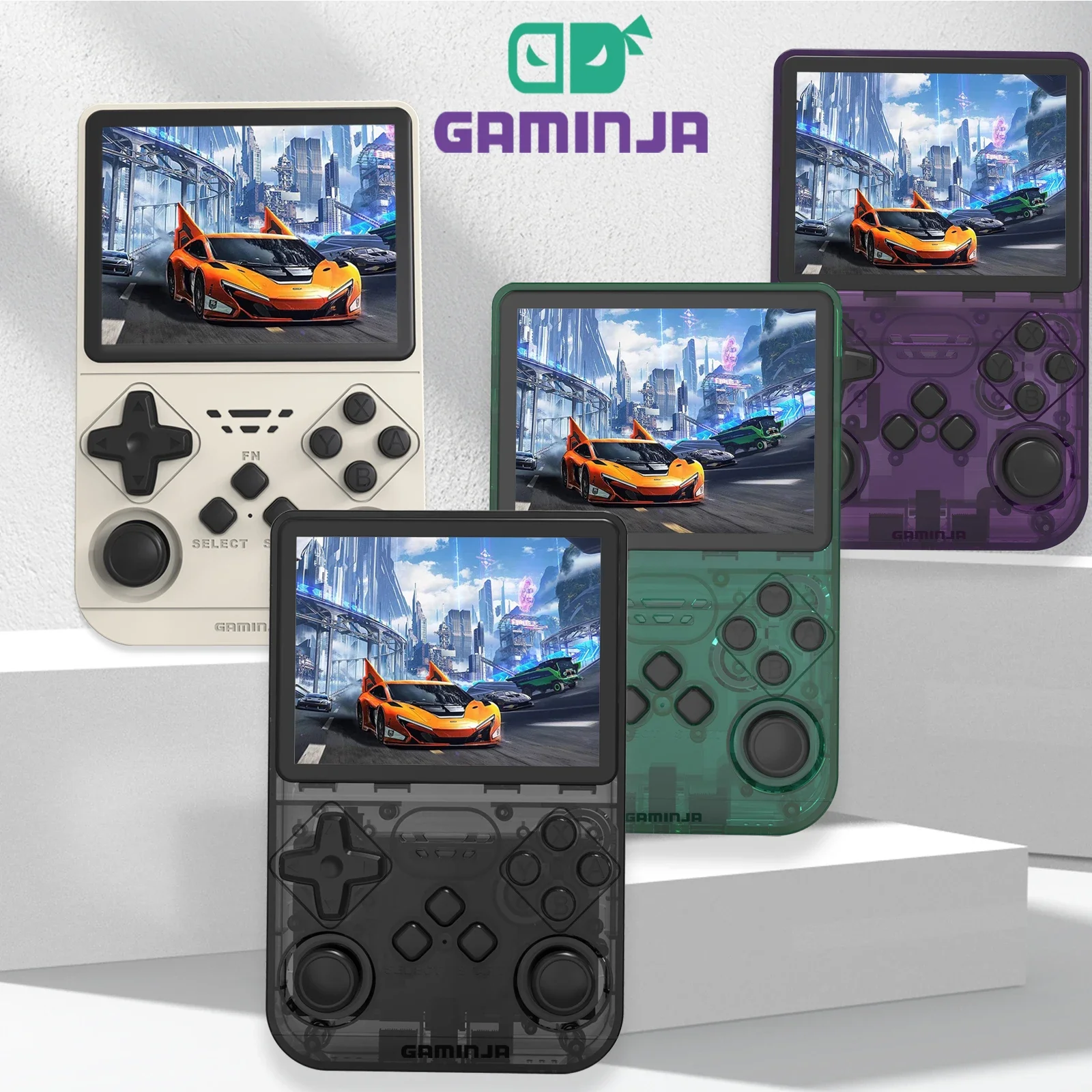GAMINJA Retro Handheld Game Console 3.5-inch IPS Screen Portable Classic Handheld Video Player 64GB Storage 16,000 Games