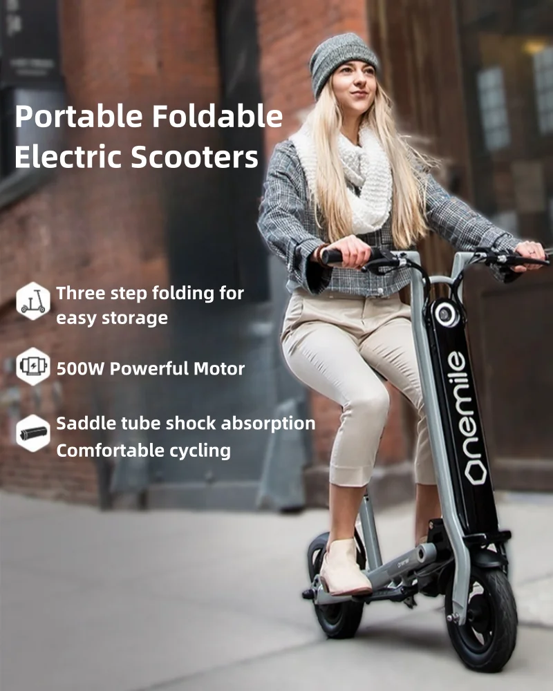 10 Inch Portable 2 Wheel Electric Scooter 500W 36V Adult Foldable Electric Mobility Scooter Mini Electric Bike lightweight