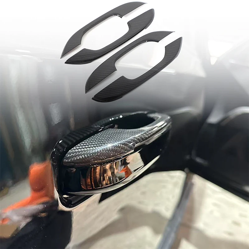 

4Pcs Real carbon fiber For Cadillac Escalade 2021-2023 car door handle frame decoration sticker car protection accessories