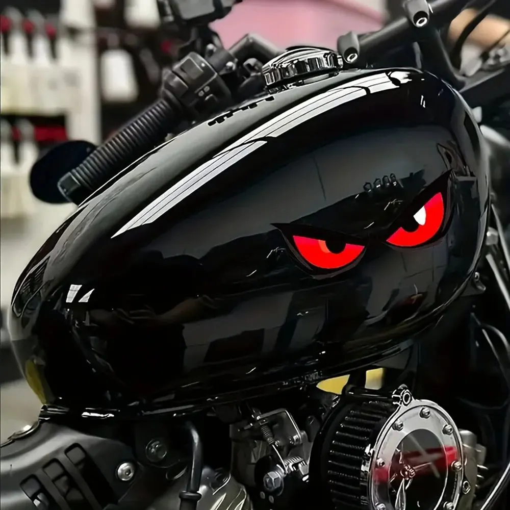 Fierce Red Eyes Motorcycle Sticker Motorbike Helmet Reflective Decoration Bold Decal for Car Bumpers Windows Laptops Skateboards
