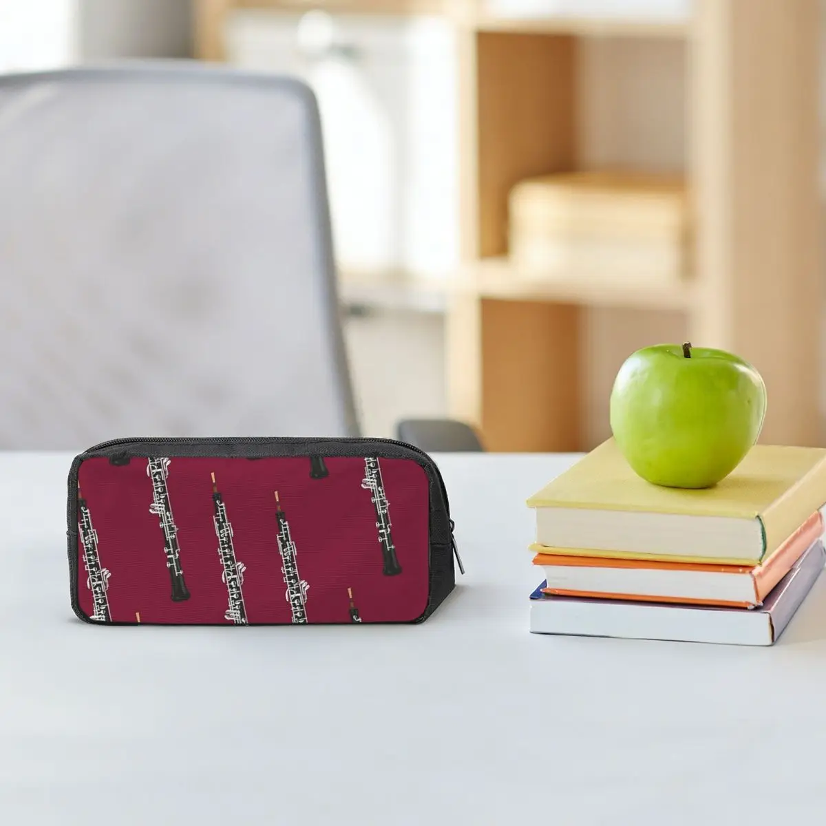 Oboe On Dark Red Pencil Cases for Student Gifts Pen Box Pencil Bag Big Capacity Pencil Pouch Pen Holder