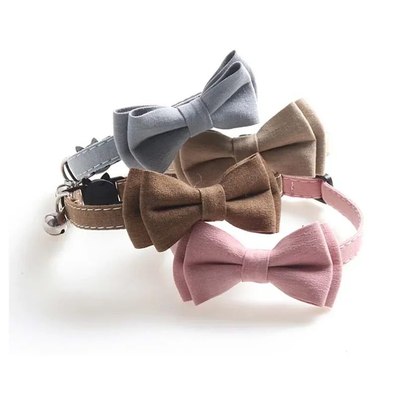 BowknotSmall Cat Collars Adjustable Buckle BowTiePuppy Dog Collar Cute Small Dog Collarwith Bells Pet shop accessories Tie Bows