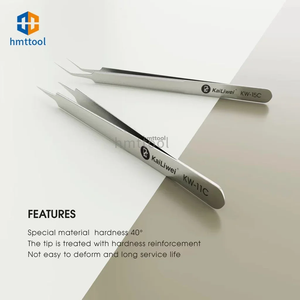Industrial Tweezers Electronics Anti-static Curved Straight Tip Precision Stainless Forceps Phone Repair kailiwei KW-15C KW-11C