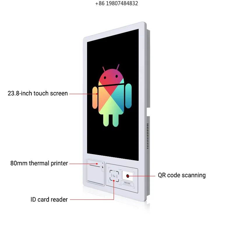 21.5Inch Retail Self Order Payment Kiosk for Aliexpress, Android LCD All-in-one Machine with Printer for Restaurant Supermarket