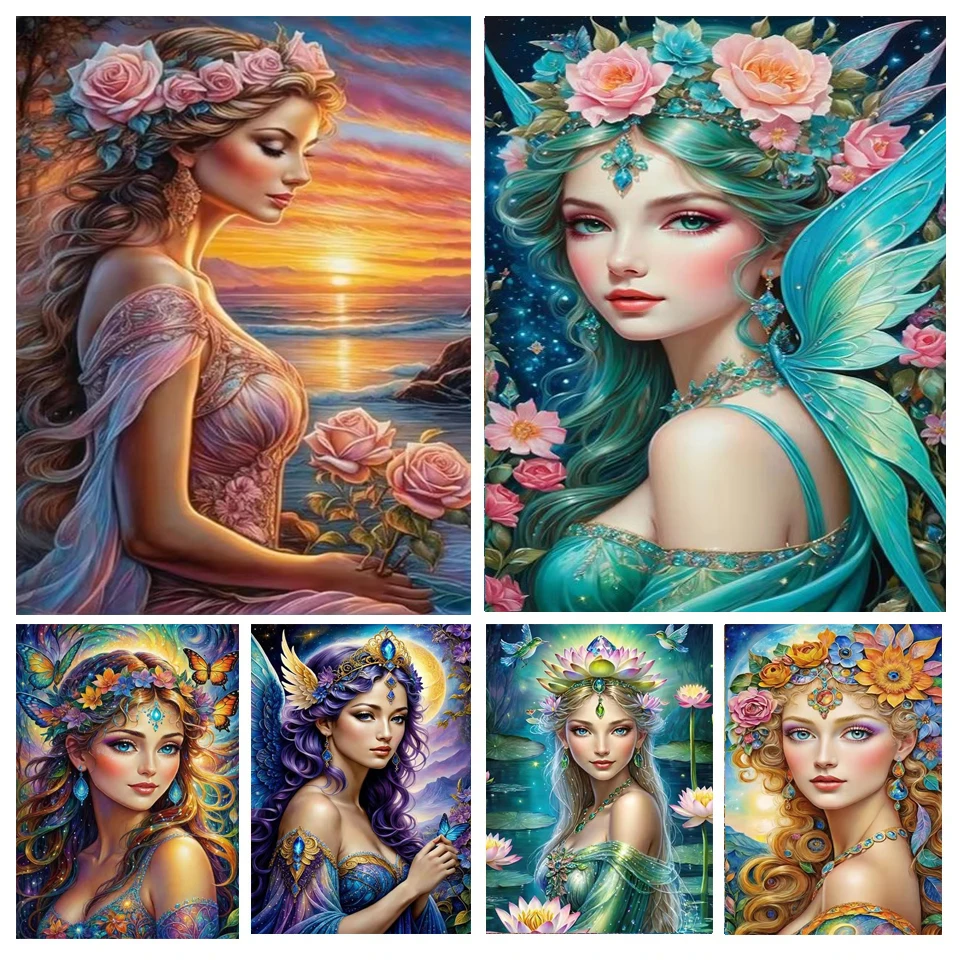 

New Diamond Painting Kits Cross Stitch Butterfly Fairy Woman Flowers 5D DIY Diamond Mosaic Embroidery Elf Pictures Home Decor