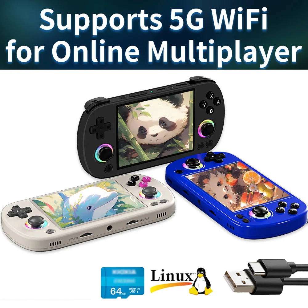 RG40XX H Handheld Game Console Retro 4.0-in 640*480 IPS Screen 3200mAh 64 Bit System With RGB Light Built in 5K+Games RG40XXH