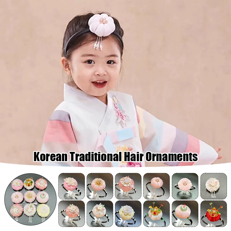 

Girls Korea Classical Hairband Kids Korean Court Hanbok Headdress Baby Hair Clips Hanbok Korean Traditional Hair Accessories