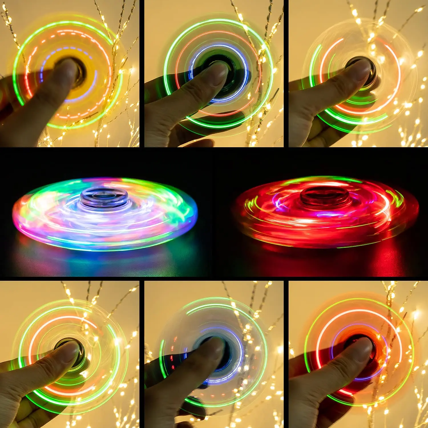 Glow-in-the-dark LED licht fidget spinner vinger speeltje handspinner stressvermindering en angstverlichting voor kinderen