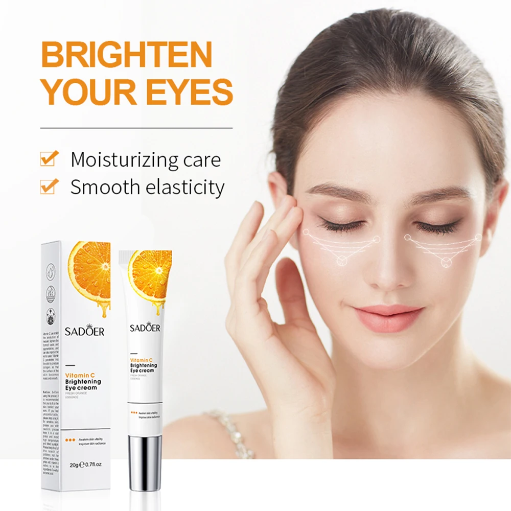 Vitamin C Eye Cream Anti Wrinkle Puffiness Fade Fine Lines Dark Circles Eye Bags Lightening Skin For Women Korean Cosmetics