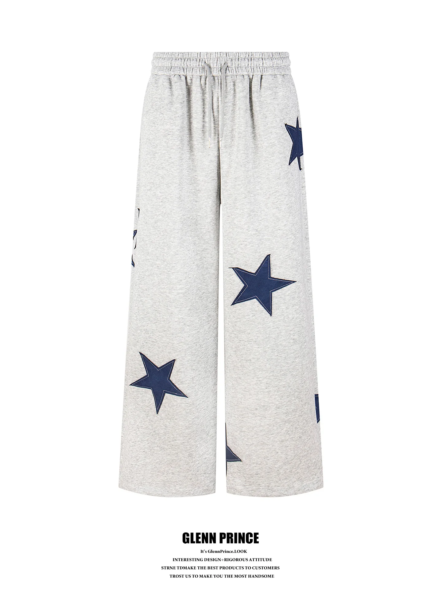 

American Retro Star Embroidery Loose Straight Leg Men's Casual Sweatpants Comfortable Breathable Polyester Cotton Blend