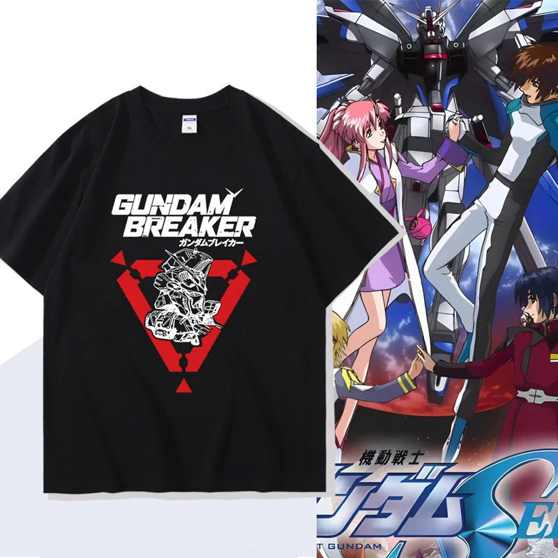 

Summer 2026 "Mecha Destruction" Street Style Theme 100% Pure Cotton Printed Loose T-shirt for Men and Women, Parent-child Top