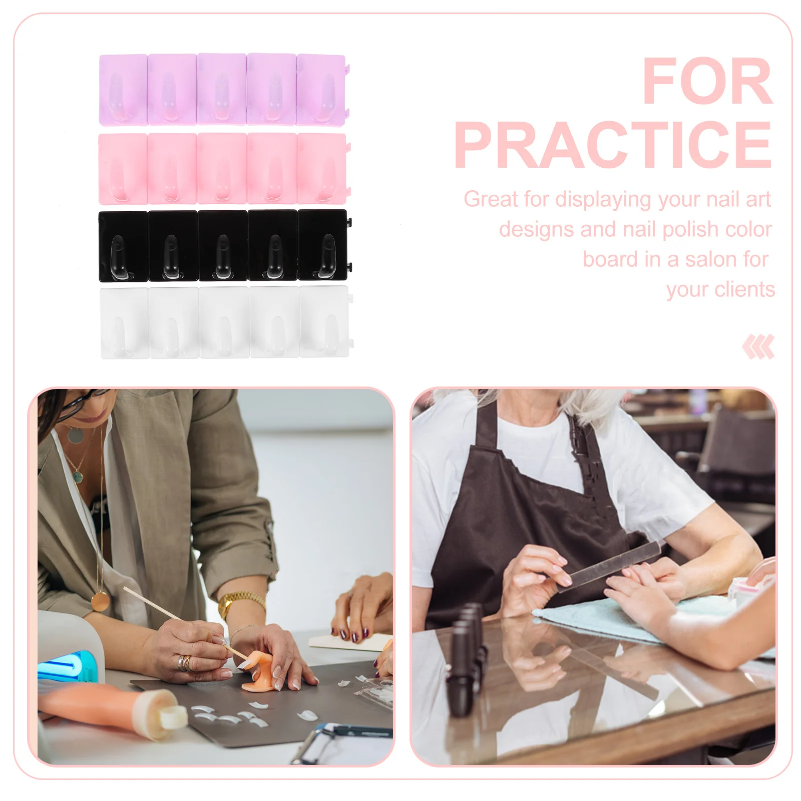 

4Pcs Nail Art Practice Base Humanized Curved Design for Accurate Coloring and Stable Support Nail Tip Holders Manicure Racks