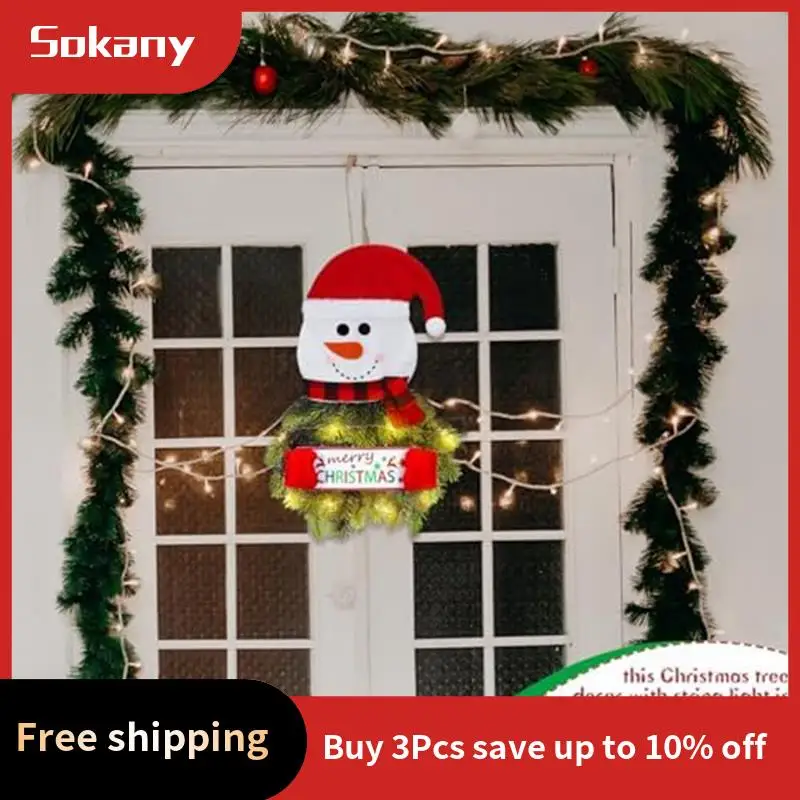 A59E-إكليل عيد الميلاد مع الضوء كما هو موضح زينة جدار الباب الأمامي البلاستيكية مضاءة إكليل باب عيد الميلاد