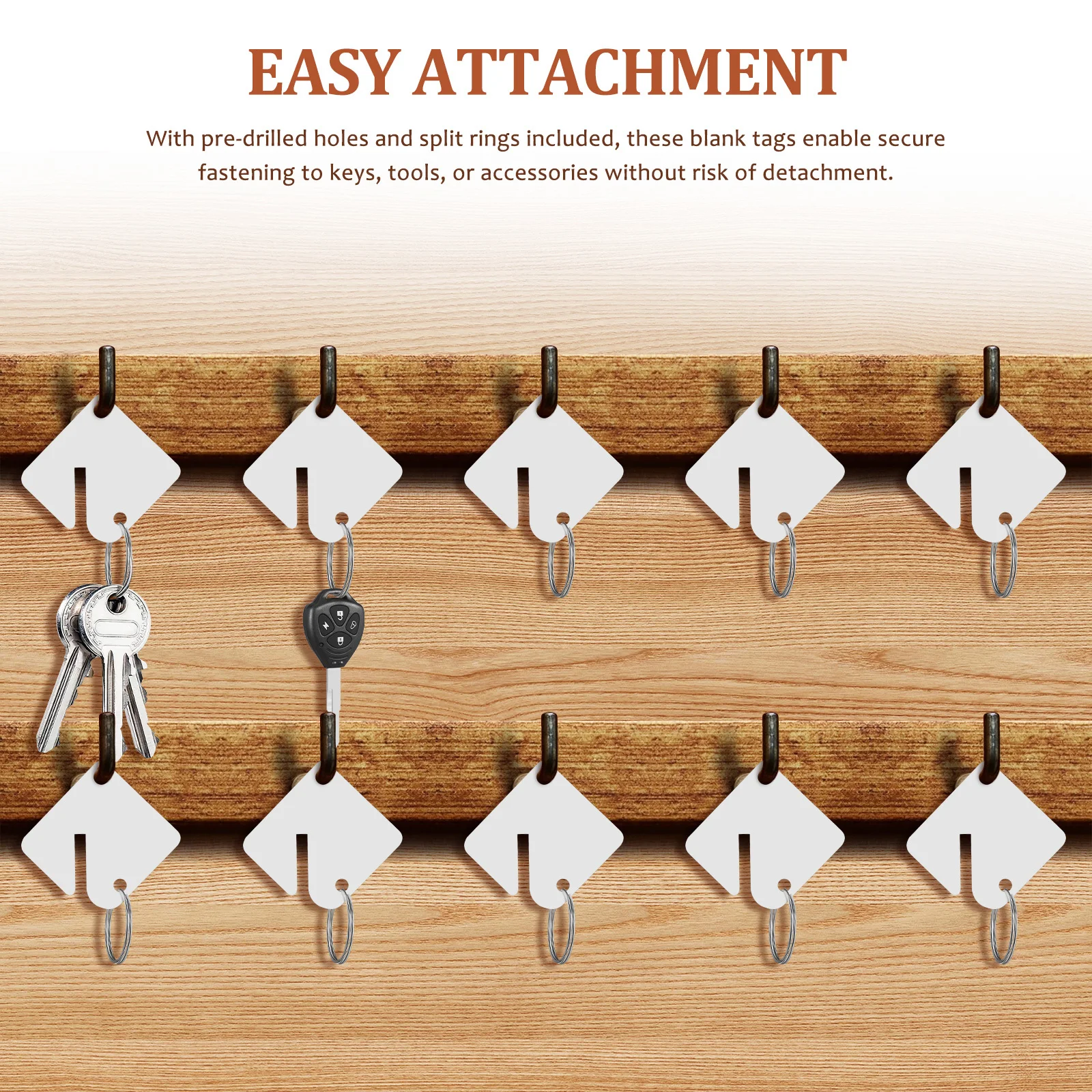 60 قطعة من علامات المفاتيح الفارغة من الأكريليك، علامات تحديد المفاتيح خفيفة الوزن، حلقات مقسمة مثالية لوضع العلامات على مفاتيح المنزل والمكتب والمدرسة #2