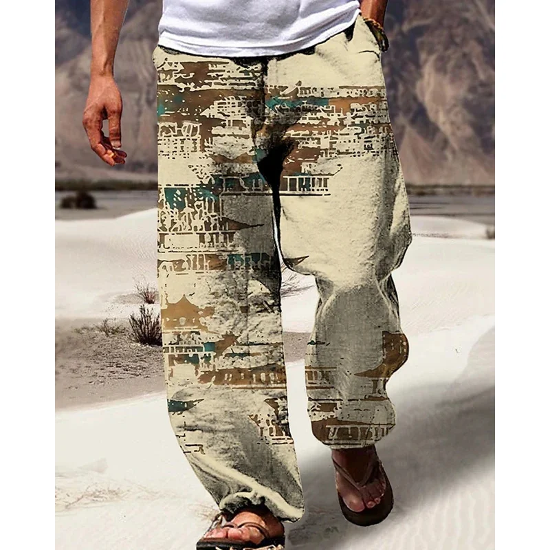 نمط بوهيمي فضفاض - بنطال رجالي مناسب بنمط رقمي فريد - بنطال مريح وعصري