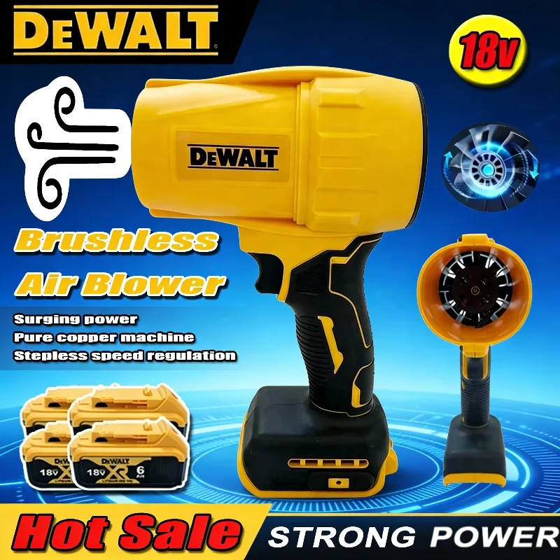 

Беспроводной ручной вентилятор Dewalt 20000 об/мин, перезаряжаемый инструмент для удаления пыли, бесщеточный турбовентилятор для аккумулятора 18В
