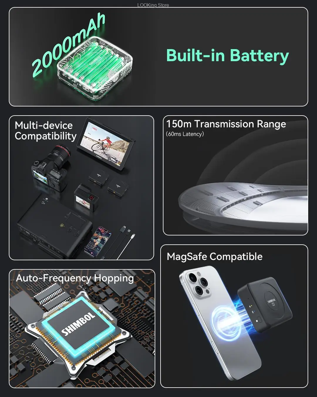 Shimbol TP NANO المهنية نظام نقل الفيديو اللاسلكي جهاز ريسيفر استقبال وإرسال المدمج في بطارية لصانع أفلام الفيديو
