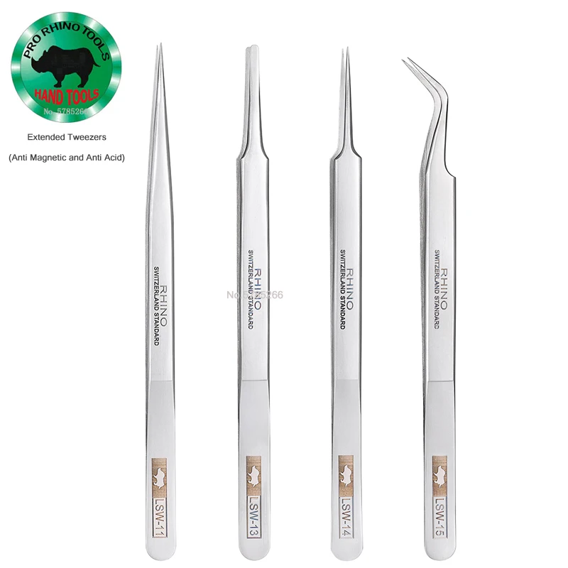 

Japan RHINO LSW lengthen Series High Precision Super Hard Super Sharp Tweezers for Repairing Watches Or Mobile Phones