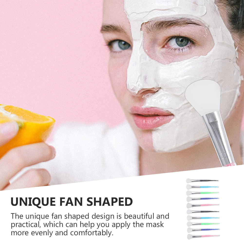 

10pcs Silicone Face Mask Brush Fan-Shaped Beauty Tool For Facial Application Lightweight Portable Makeup Applicator Durable