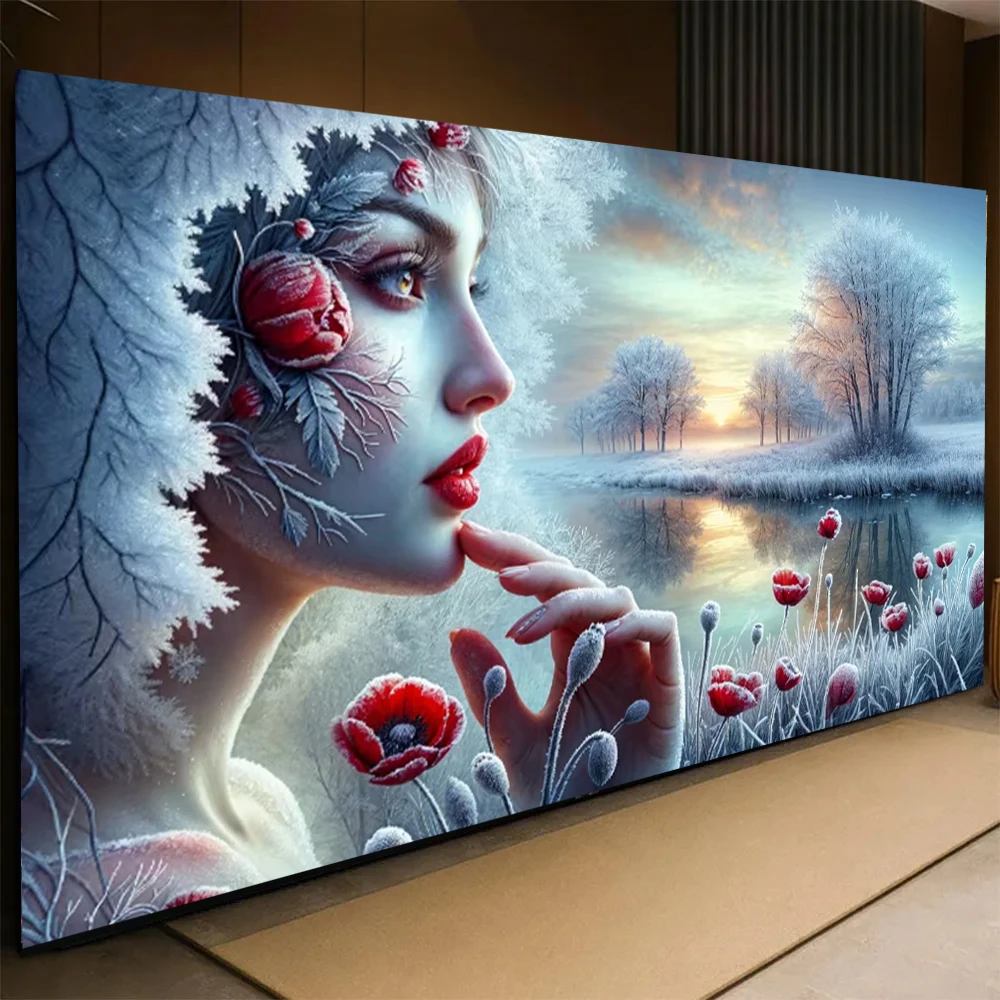 

DIY Diamond Painting Winter Goddess Frosty Red Poppy Mosaic Full Square Round Woman Angel Moon Diamond Embroidery Cross Stitch
