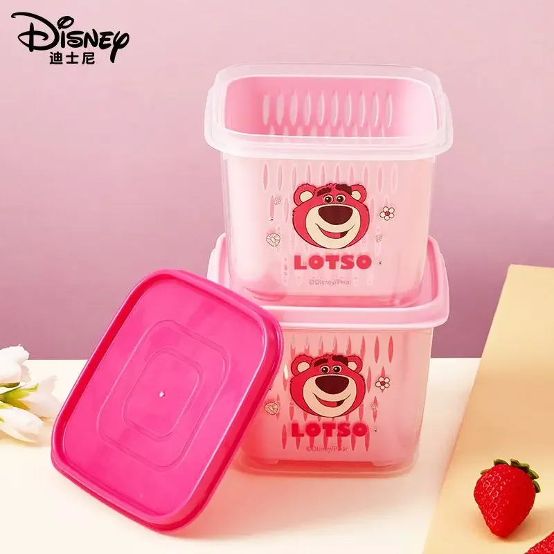 Disney Drain Basket Cute Cartoon Characters Lotso Accessories Baby Food Fruit Drain Basket Kawaii Large Capacity Storage Box