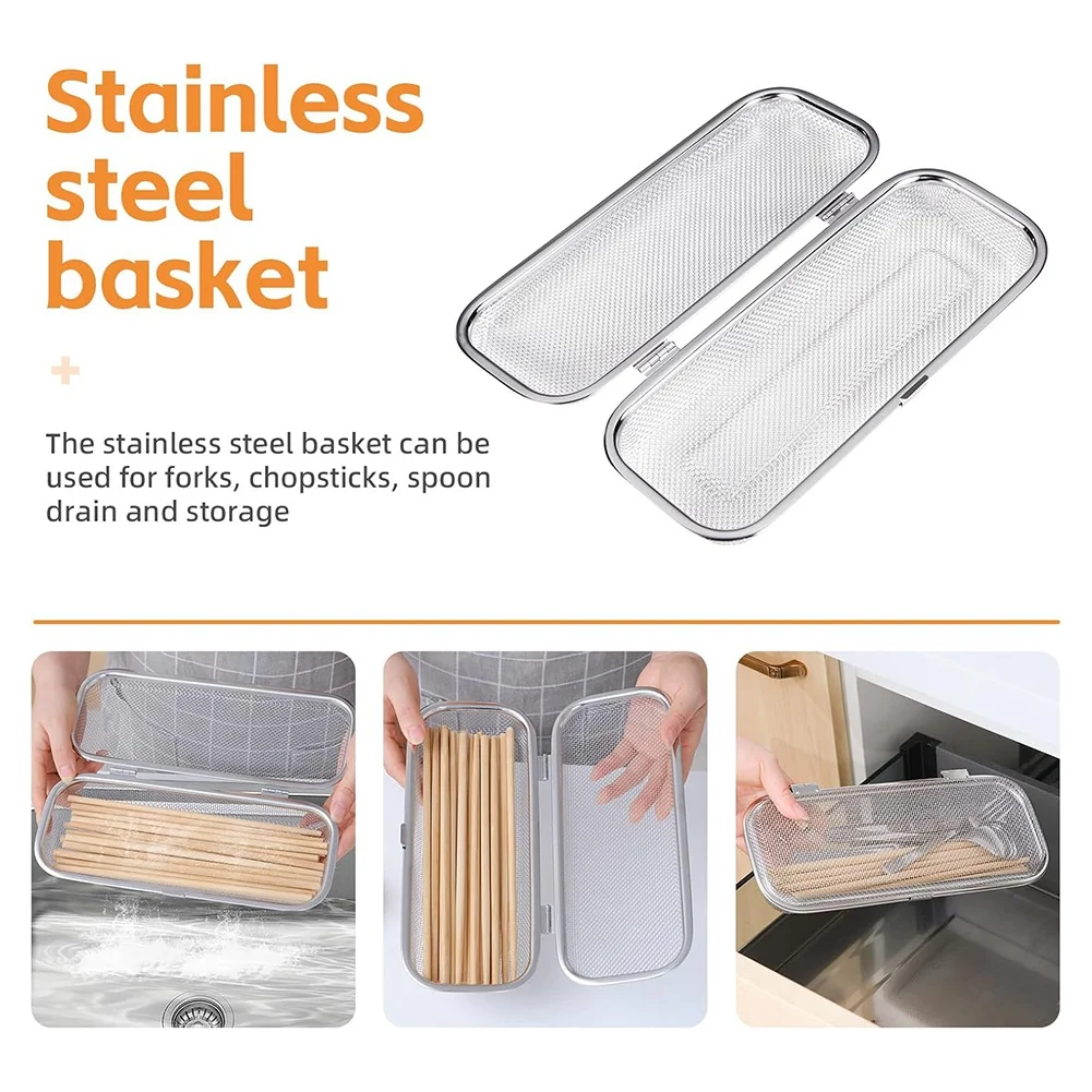 QA88X Dishwasher Basket, Stainless Steel Dishwasher Silverware Basket, Replacement Dishwasher Utensil Basket Rectangular Mesh