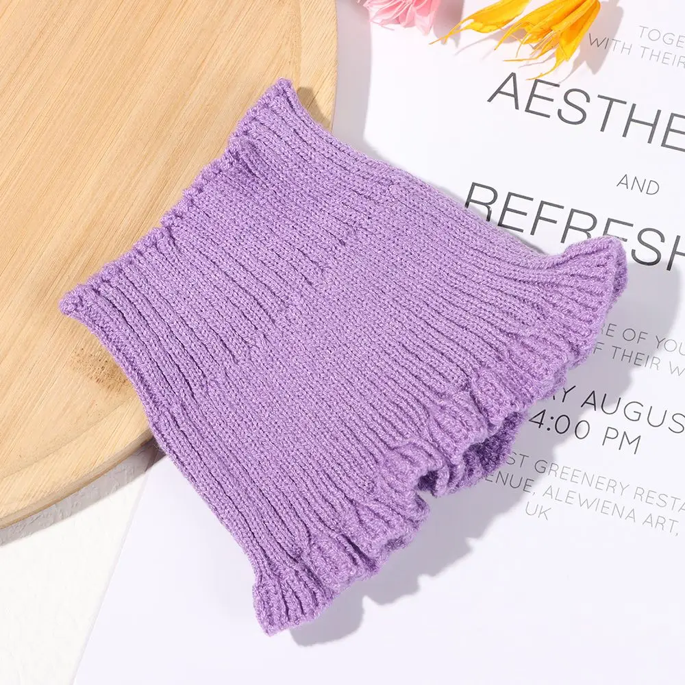 Bufanda de cuello falso tejida con cuello alto desmontable a prueba de viento para mujer con orejas de madera