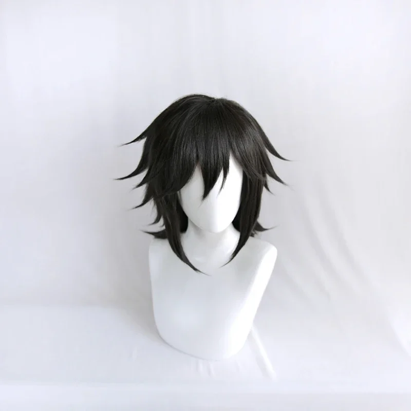 Tomioka Giyuu Cosplay Wig Black Long Ponytail Heat Resistant Synthetic Hair Wigs   Wig Cap