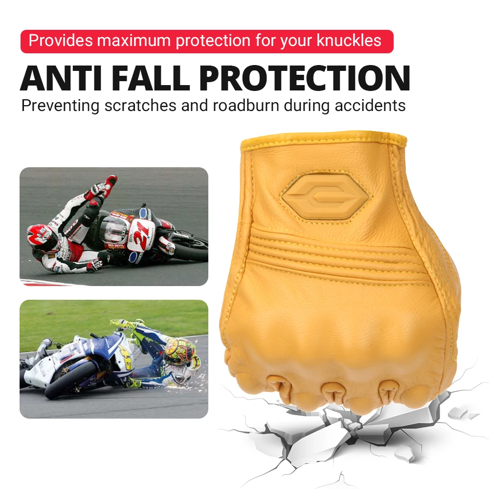 2024 Leather Motorcycle Gloves Men Summer Breathable Motorbike Riding Touch Screen Glove Motocross Moto Racing Biker Glove