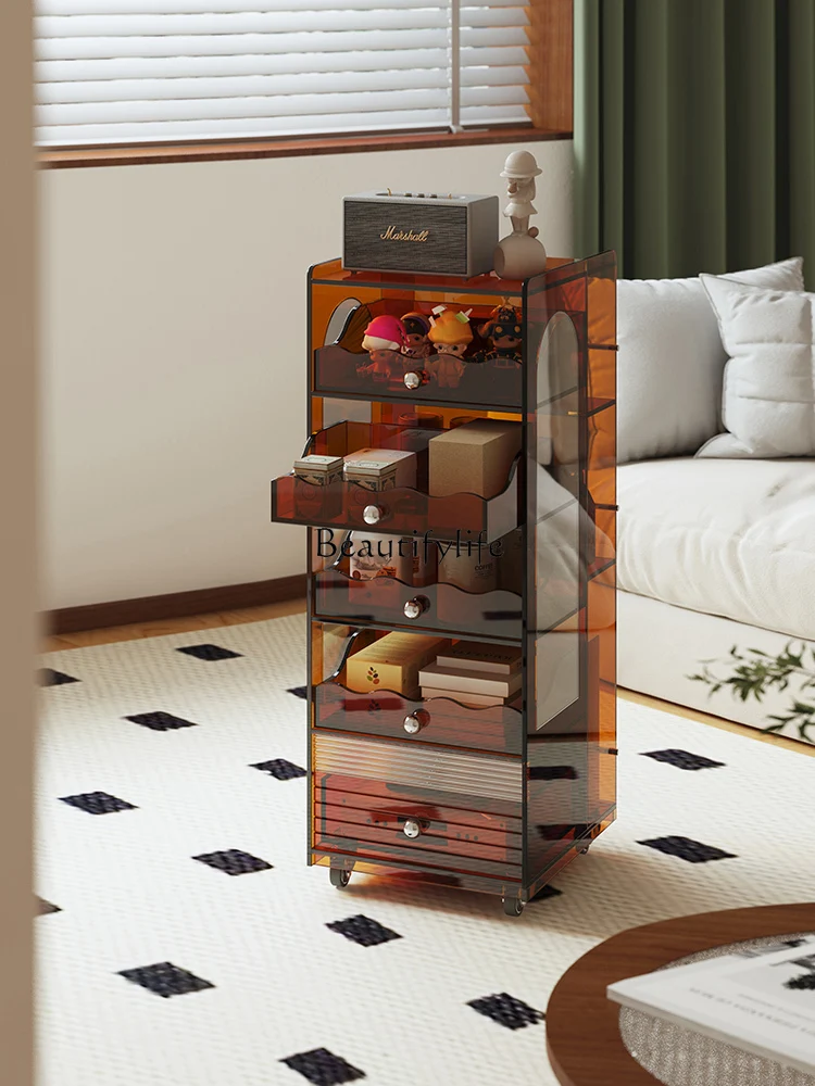 

Acrylic antique storage cabinet magazine display living room movable side cabinet