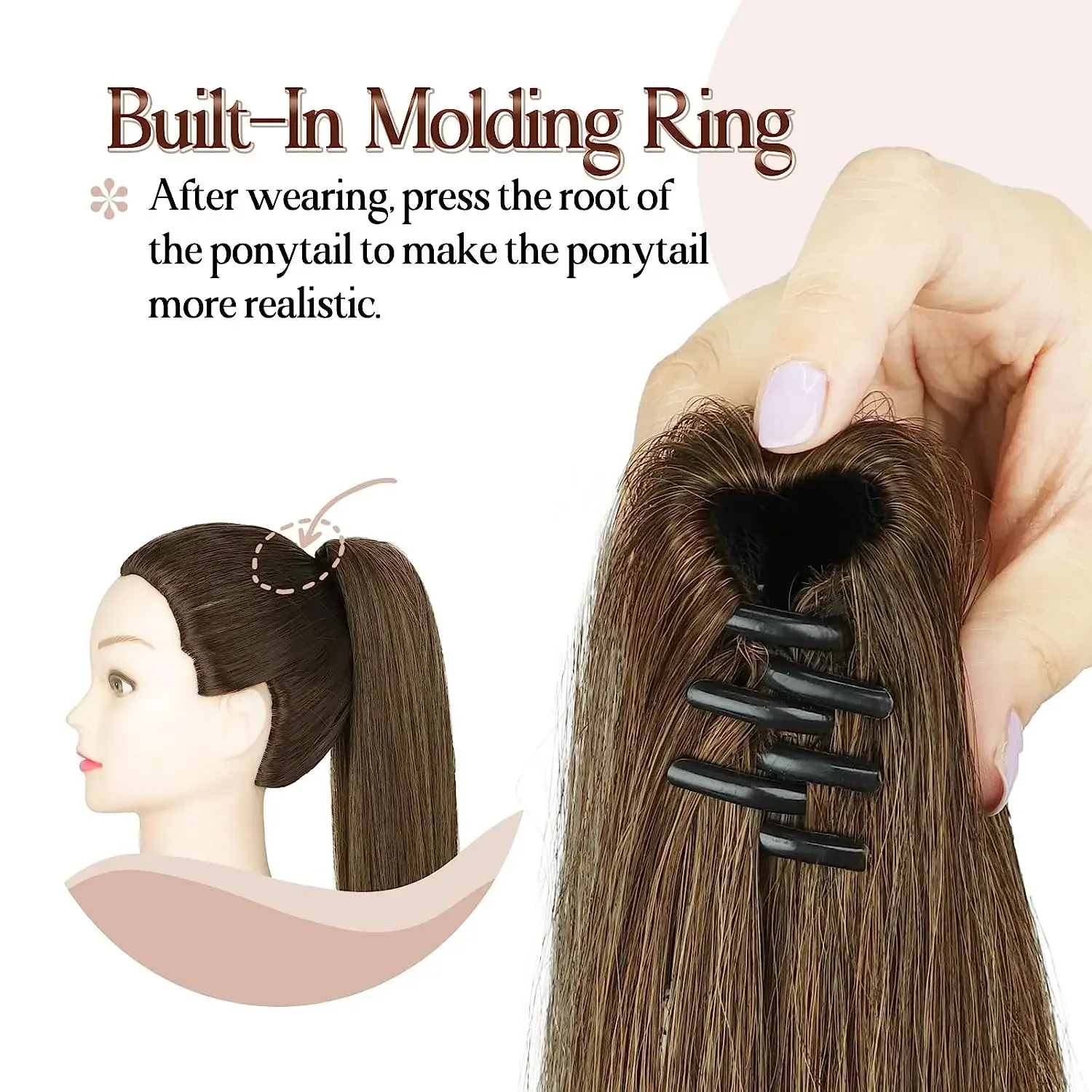 Synthetic Claw Clip Ponytail Hair Extension Straight Ponytail Extended Hairpin Extended Women Daily Use